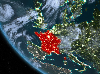 Night view of France on Earth