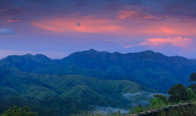 Landscape sea of mist in Kanchanaburi province  border of Thailand and Myanmar.