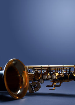 Close up of alto saxophone.