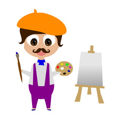 Happy smiling cartoon painter