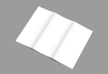 Blank tri fold brochure mock up portrait cover. Isolated
