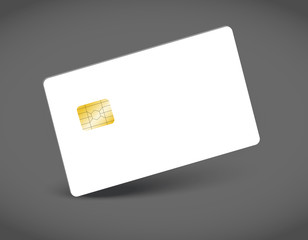 Banking chip credit card realistic mockup. Clear plastic card template.