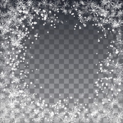 Falling snow on a transparent background. Vector illustration 10 EPS.