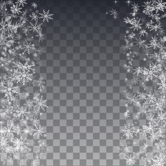 Falling snow on a transparent background. Vector illustration 10 EPS.