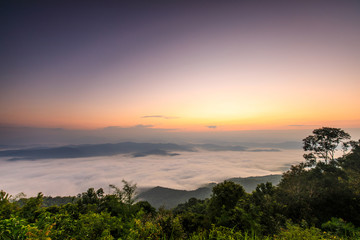 Doy-sa-merh-dow, Landscape sea of mist in national park of Nan province  Thailand.