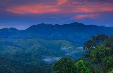 Landscape sea of mist in Kanchanaburi province  border of Thailand and Myanmar.
