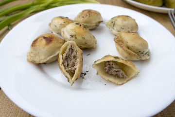 Fried dumplings close-up.