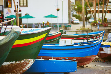 Naklejka na ściany i meble Fishing boats on beach in Madeira, Portugal