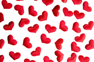 Red hearts isolated on a white background.