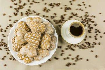 Valentine's gingerbread and tasty coffee.
