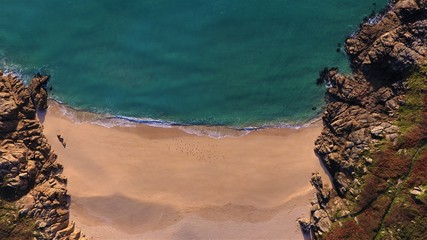 Porthcurno Beach and Coastline from Above 