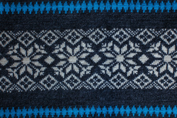 Pattern of abstract snowflakes on knitted wear