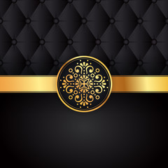 Gold black background design vector. Sun Indian pattern. Eye peacock feather frame. Oriental mandala swirl ornament for luxury wedding, beauty fashion concept