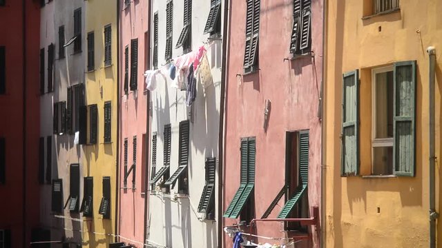 Architecture typical of Genoa Genova Italy - colorful buildings