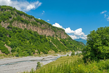 Fototapeta na wymiar Summer mountain landscape with river