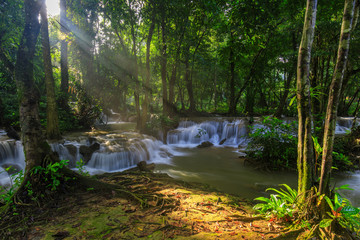 Kerng-kra-Vea waterfall, Beautiful waterwall in  nationalpark of Kanchanaburi province, ThaiLand.