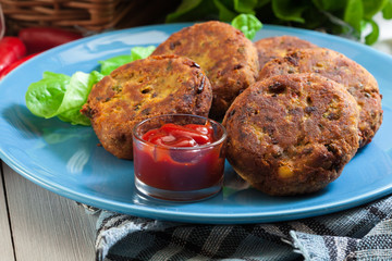 Aloo Tikki or cutlet. Indian snack made of boiled potatoes
