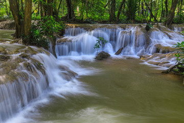 Kerng-kra-Vea waterfall, Beautiful waterwall in  nationalpark of Kanchanaburi province, ThaiLand.