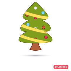 Christmas tree color flat icon for web and mobile design