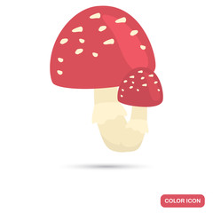 Amanita mushroom color flat icon for web and mobile design