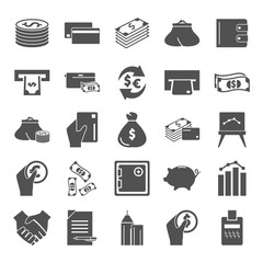 Set of money and finance simple icons for web and mobile design