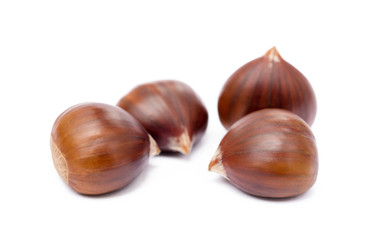 Chestnuts isolated on white background
