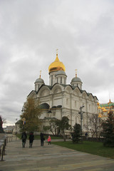 Fototapeta na wymiar Moscow Kremlin fortress and Kremlin Cathedral inside an autumn time