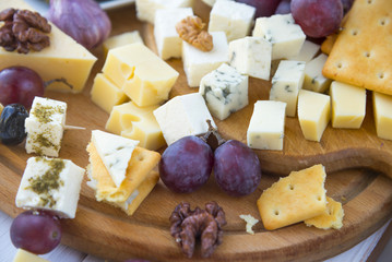 Cheese plate with a variety of cheese