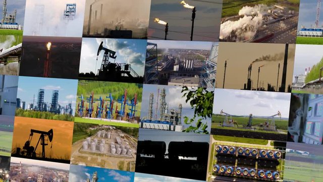 Oil and gas industry collage. 4K