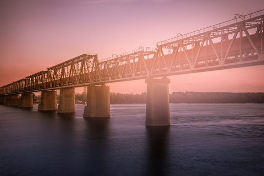 Sunset over the Dniper river