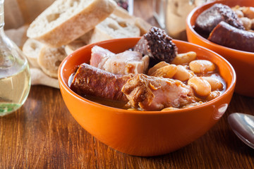 Bowl with fabada asturiana