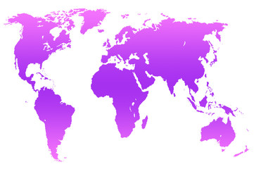 Fototapeta na wymiar violet pink gradient world map, isolated