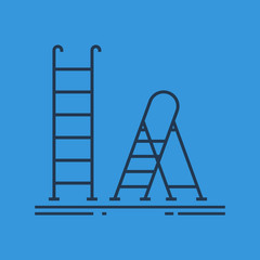 Isolated linear icon of ladder and stepladder