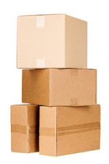 three carton boxes on white