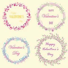 Set of cute frames from flowers, plants and hearts. You can use for greeting cards for wedding, Valentine's day, mother's day, birthday, March 8