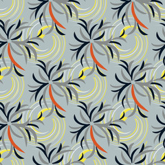 Fototapeta na wymiar abstract flowers on a gray background seamless pattern for your design