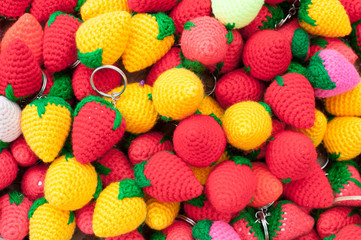 knitted trinkets - strawberries