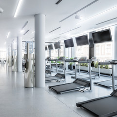 Laufbänder im Fitness-Zenter, leer (focus)