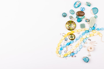 Turquoise stones, gemstones, metal beads