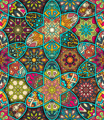 Seamless pattern. Vintage decorative elements. Hand drawn background. Islam, Arabic, Indian, ottoman motifs. Perfect for printing on fabric or paper.