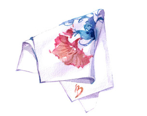 kerchief male and female unisex accessory Watercolor illustration isolated on white background