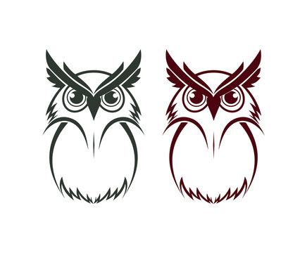 Line Art Animal Head Owl Illustration Logo Symbol