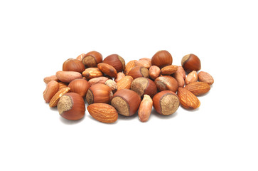 Nuts on a white background close up 