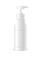 Template For Mock up Your Design. Realistic Cosmetic bottle can sprayer container. Dispenser for cream, soups, and other cosmetics With lid and without.  3d vector illustration.