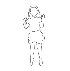  isolated sketch little girl jumping