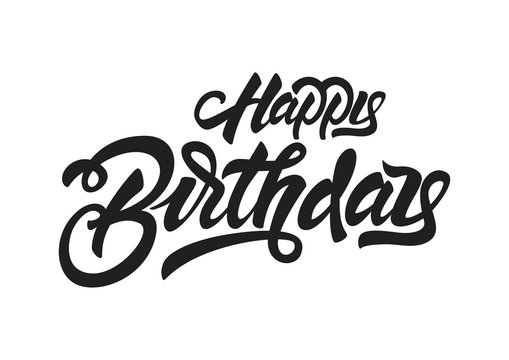 Happy Birthday. Black lettering illustration  . Hand drawn invitation T-shirt print design. Handwritten brush lettering