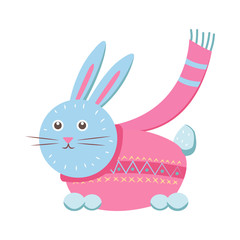 Little Gray Hare in Sweater Vector Illustration