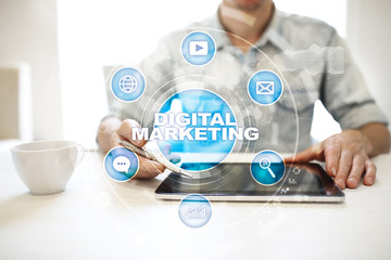 DIgital marketing technology concept. Internet. Online. Search Engine Optimisation. SEO. SMM. Advertising.