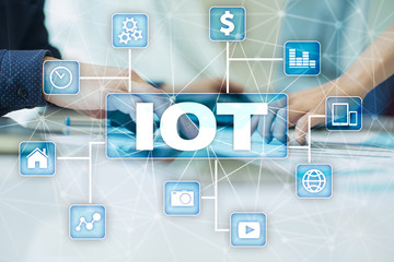 IOT. Internet of Thing concept. Multichannel online communication network digital 4.0 technology internet wireless application development mobile smartphone app.