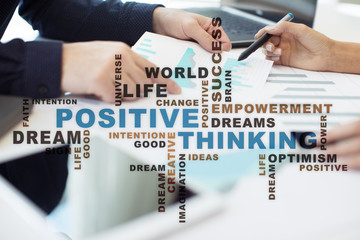 Positive thinking Life change. Business concept. Words cloud.